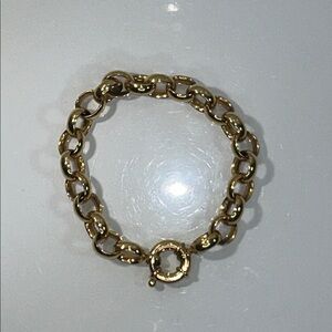 NWOT Designer Gold Plated Bronze Chunky Custom Clasp Link Bracelet